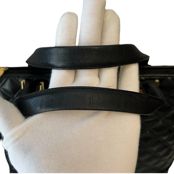 MCM Black Quilted Tote Bag with Gold Accents - Picture 7 of 11